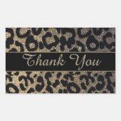 金ゴールドグリッターLeopard Print Thank You 長方形シール (正面)