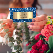 金ゴールドグリッターQRコードロゴ美しいグラムブルー美しい 名刺