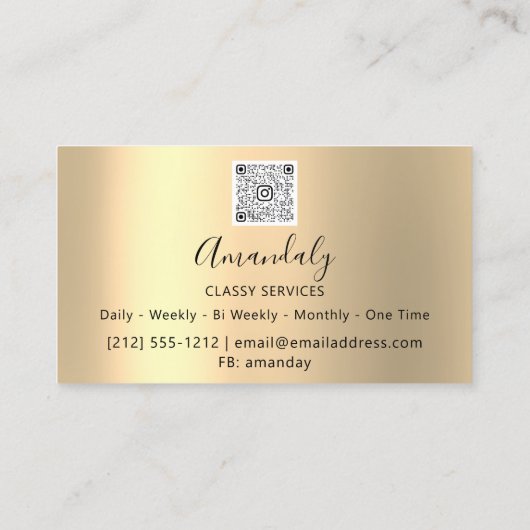 金ゴールドグリッターQRコードロゴ美しいグラムブルー美しい 名刺 (裏面)