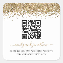 金ゴールドグリッターQRコード結婚のWebサイト スクエアシール