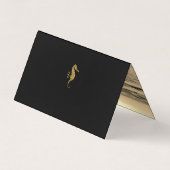 金ゴールドグリッターSeahorseと写真RSVPカード 名刺 (裏面)