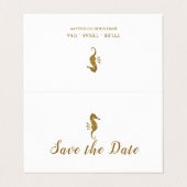 金ゴールドグリッターSeahorse, Photo Save the Date Card 名刺 (外部フラット)