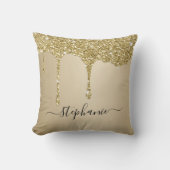 金ゴールドグリッターSparkle Dripsスクリプト名前をカスタムする クッション (正面)
