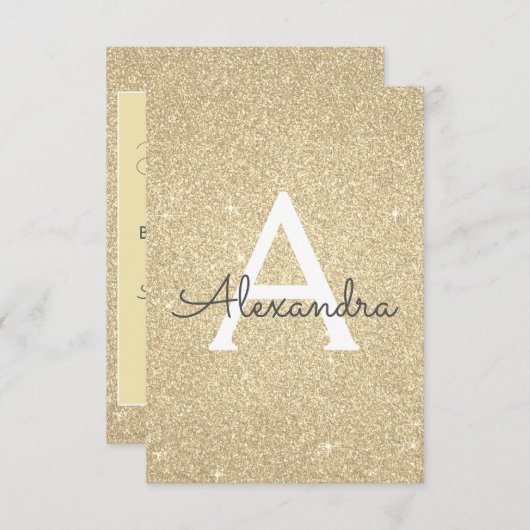 金ゴールドグリッターSweet 16日付の保存 招待状 (正面/裏面)