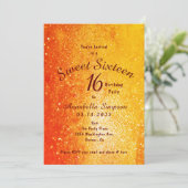 金ゴールドグリッターSweet sixteen16誕生日 招待状 (スタンド正面)