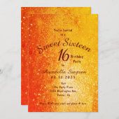 金ゴールドグリッターSweet sixteen16誕生日 招待状 (正面/裏面)