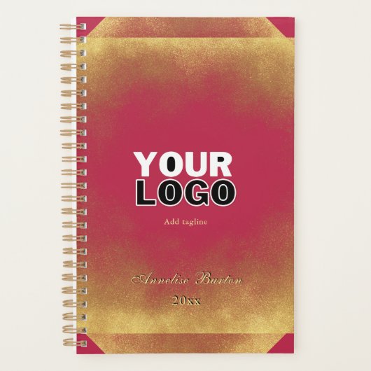 金ゴールドグリッターVivaマゼンダカスタムーロゴスローガン名 プランナー手帳 (正面)