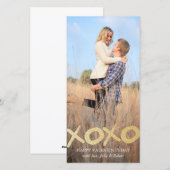 金ゴールドグリッターXOXOバレンタインデーの写真カード シーズンカード (正面/裏面)