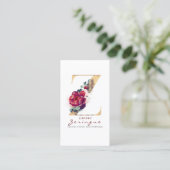 金ゴールドグリッターZモノグラムブルガンディーレッドフローラ 名刺 (スタンド正面)