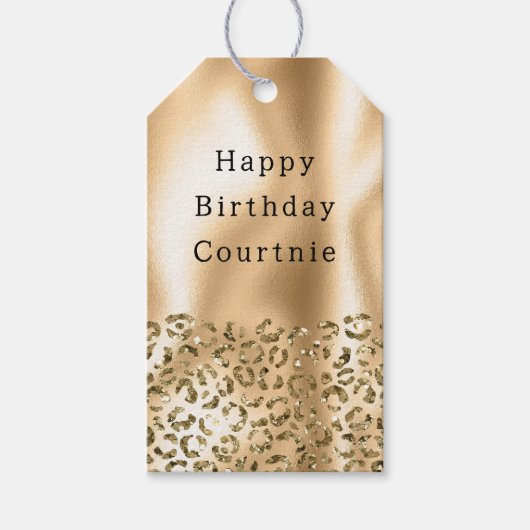 金ゴールドグリッツィヒョウ動物の釉薬 ギフトタグ (正面)