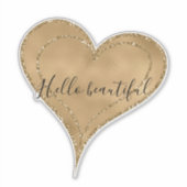 金ゴールドグリッツグリッターハートビューティフル引用文 シール (正面)