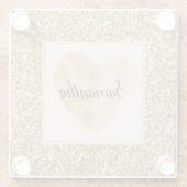 金ゴールドグリッツグリッターハート名 ガラスコースター (裏面)