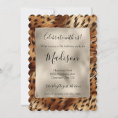 金ゴールドグリッツスタイリッシュグリッターヒョウ 招待状 (正面)