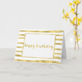 金ゴールドグリッツストライプ誕生日 カード (黄色い花)