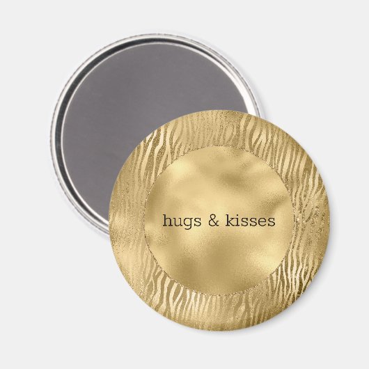 金ゴールドグリッツゼブラパーソナライズされた引用文 マグネット (正面/裏面)