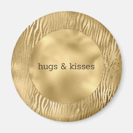 金ゴールドグリッツゼブラパーソナライズされた引用文 マグネット (正面)