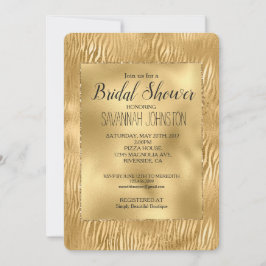 金ゴールドグリッツゼブラプリントブライダルシャワー 招待状
