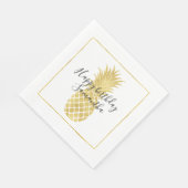 金ゴールドグリッツパイナップル誕生日 スタンダードランチョンナプキン (角)