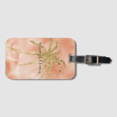 金ゴールドグリッツパームツリードリームピーチウォーターカラー      ラゲッジタグ (正面横)