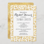 金ゴールドグリッツ抽象芸術スクイグレスブライダルシャワー 招待状 (正面/裏面)