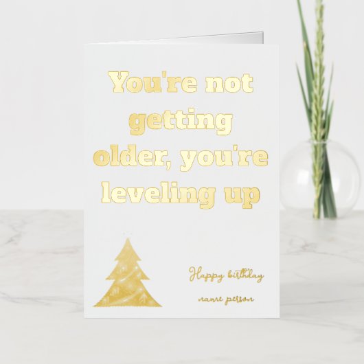 金ゴールドグリーティングラブ誕生日カードギフトユニークアイディア 箔グリーティングカード (正面)