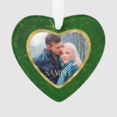 金ゴールドグリーンつる植物写真テンプレート初めてのクリスマス オーナメント (正面)