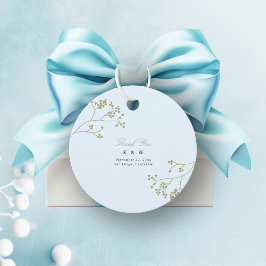金ゴールドグリーンアイスブルーエレガントシック冬の結婚式 フェイバータグ