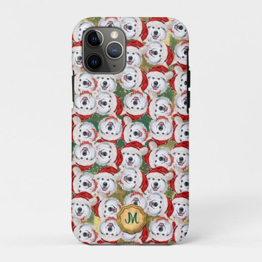 金ゴールドグリーンアラスカンマラムートカワイドッグクリスマス Case-Mate iPhoneケース (裏面)