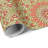 金ゴールドグリーンアンドオレンジサークルマンダラ ラッピングペーパー (ロールコーナー)