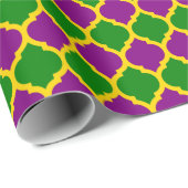 金ゴールドグリーンアンドパープルマルディグラクローバー ラッピングペーパー (ロールコーナー)