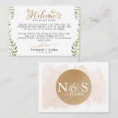 金ゴールドグリーンウェルカム抱き枕バスケット座席表 プレイスカード (正面/裏面)