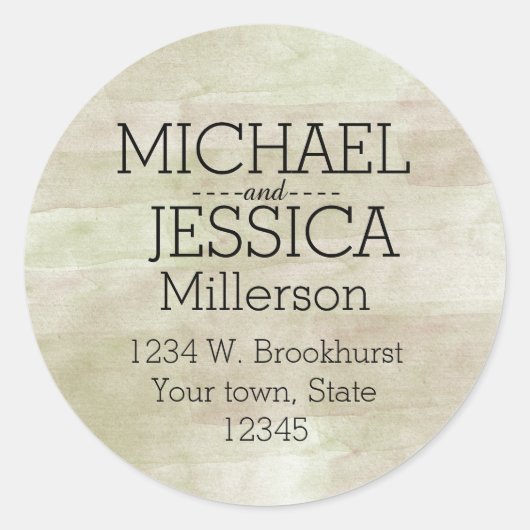 金ゴールドグリーンウォーターの色のアドパーソナライズされたレス ラウンドシール (正面)