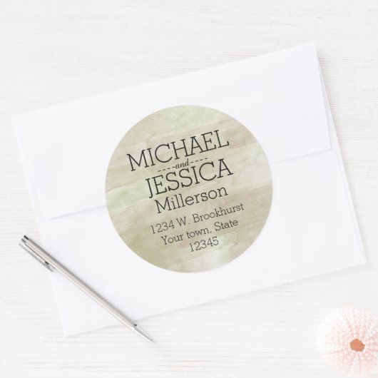 金ゴールドグリーンウォーターの色のアドパーソナライズされたレス ラウンドシール (封筒)