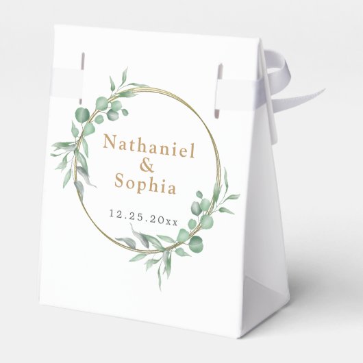 金ゴールドグリーンウォーターカラーユーカリ結婚ス フェイバーボックス (裏面サイド)