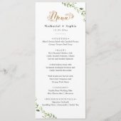 金ゴールドグリーンウォーター結婚カラーのディナーメニュー メニュー (正面)