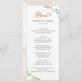 金ゴールドグリーンウォーター結婚カラーのディナーメニュー メニュー (正面/裏面)