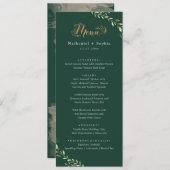 金ゴールドグリーンウォーター結婚カラーのディナーメニュー メニュー (正面/裏面)