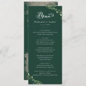 金ゴールドグリーンウォーター結婚カラーのディナーメニュー メニュー (正面/裏面)