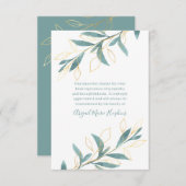 金ゴールドグリーンウォーター色フローラありがとう死別 サンキューカード (正面/裏面)