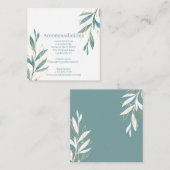 金ゴールドグリーンウォーター色フローラ結婚ズアコモデーション エンクロージャーカード (正面/裏面)