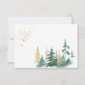 金ゴールドグリーンウッドランドパインツリーウォーターカラー 出欠カード (裏面)