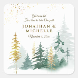 金ゴールドグリーンウッドランドパイン感動的ズ スクエアシール