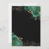 金ゴールドグリーンエメラルドスティレットヒールフローラ誕生日 招待状 (裏面)