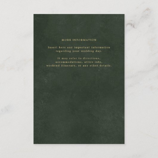 金ゴールドグリーンエレガントなウェディングゲスト情報 エンクロージャーカード (裏面)