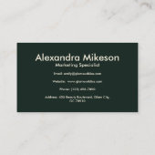 金ゴールドグリーンエレガントアールデコプロフェッショナル 名刺 (裏面)