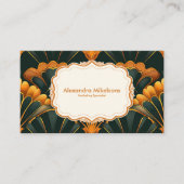 金ゴールドグリーンエレガントアールデコプロフェッショナル 名刺 (正面)