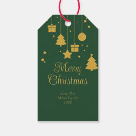 金ゴールドグリーンオーナメントクリスマス ギフトタグ