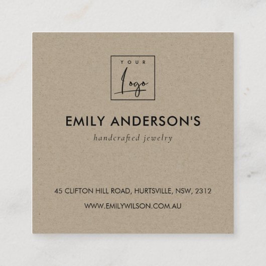 金ゴールドグリーンクラフト葉リースサンキューロゴ スクエア名刺 (裏面)