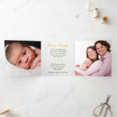 金ゴールドグリーンクリスマスリース3写真テンプレート 三つ折りクリスマスカード (内部)