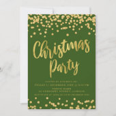 金ゴールドグリーングリッタークリスマスホ企業のリデー 招待状 (正面)